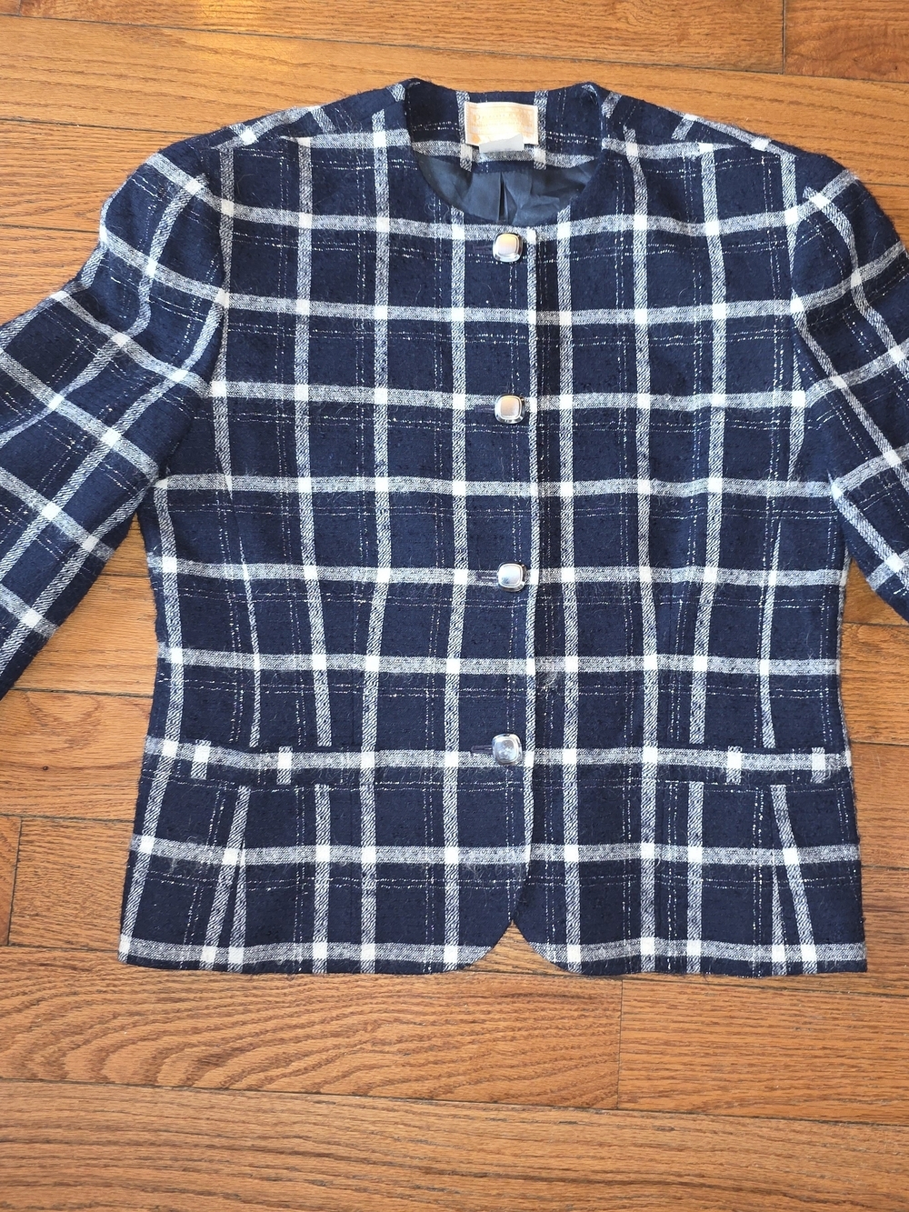Vintage Pendleton Navy and White Plaid Blazer